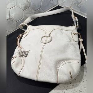 The Sak Pebbled Leather Hobo Shoulder Bag Medium Off White Classic Purse Boho